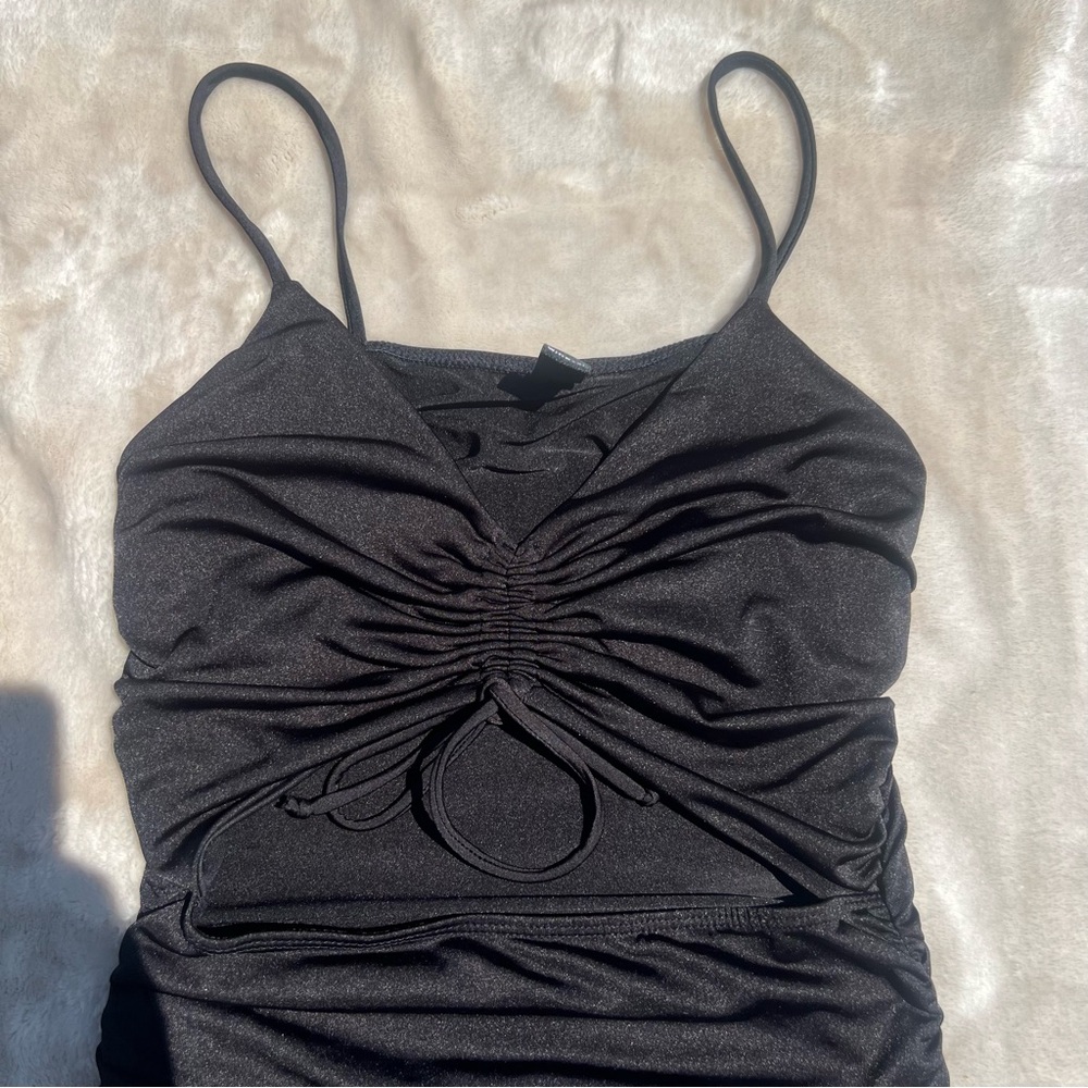Black Ruched Mini Dress